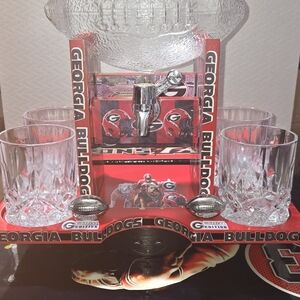 Georgia Bulldogs Glass Beverage Dispenser Set with Red Accents